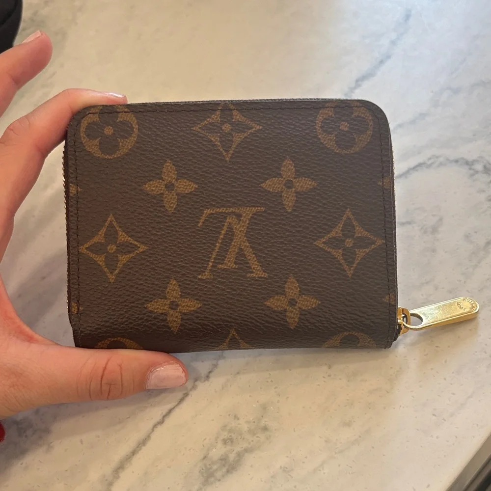 Louis Vuitton Monogram Zip Around Compact Wallet in Brown and Gold AUTHENTIC